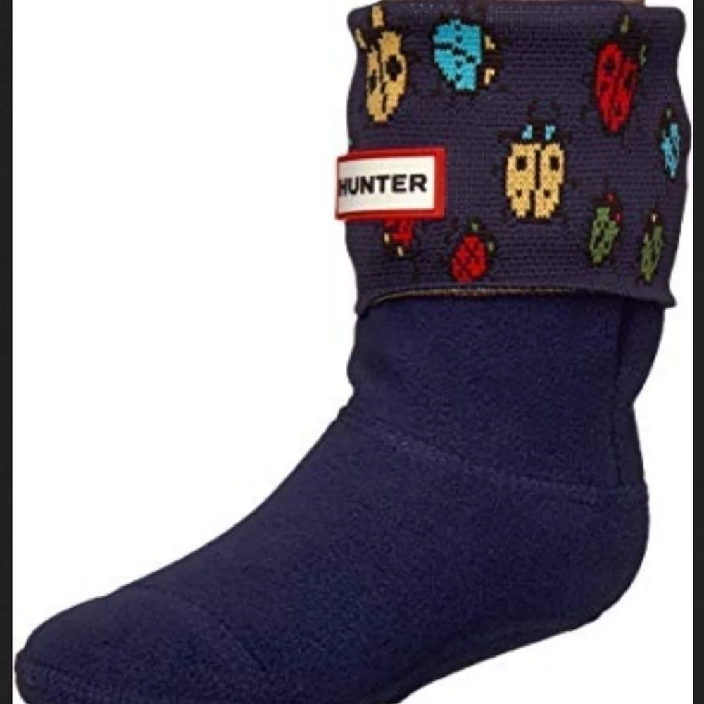 NWT Hunter Boot Socks Ladybird print kids XL Ladybugs Fleece Youth 3-5 NIB